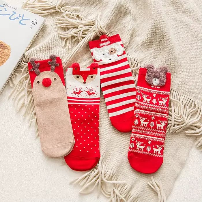 Chaussettes de dessin animé de Noël pour femmes, pack de chaussettes chaudes d'hiver, décorations de