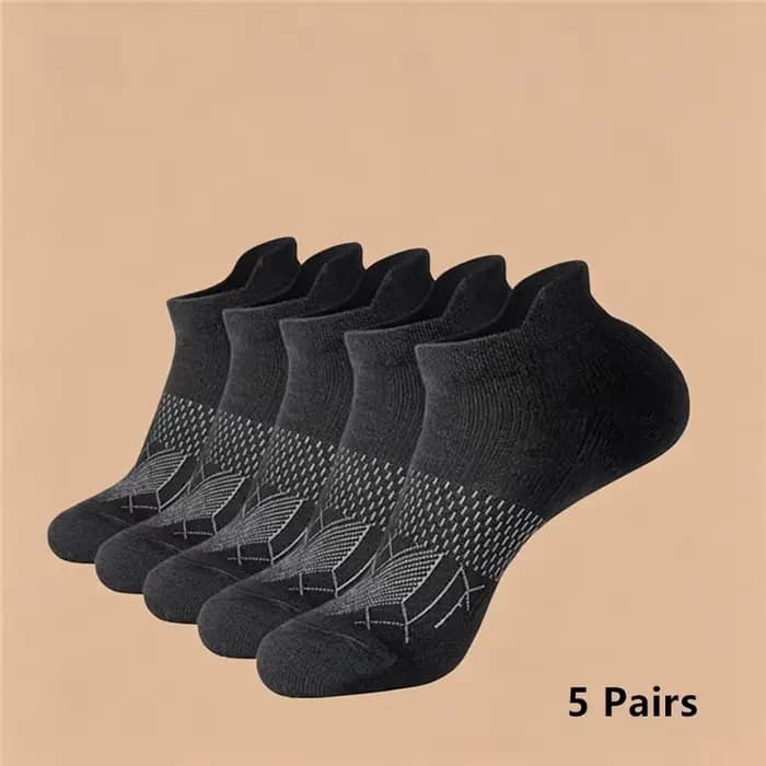 Chaussettes courtes pour femmes, lot de 5 paires, chaussettes de sport en coton rembourrées, respira