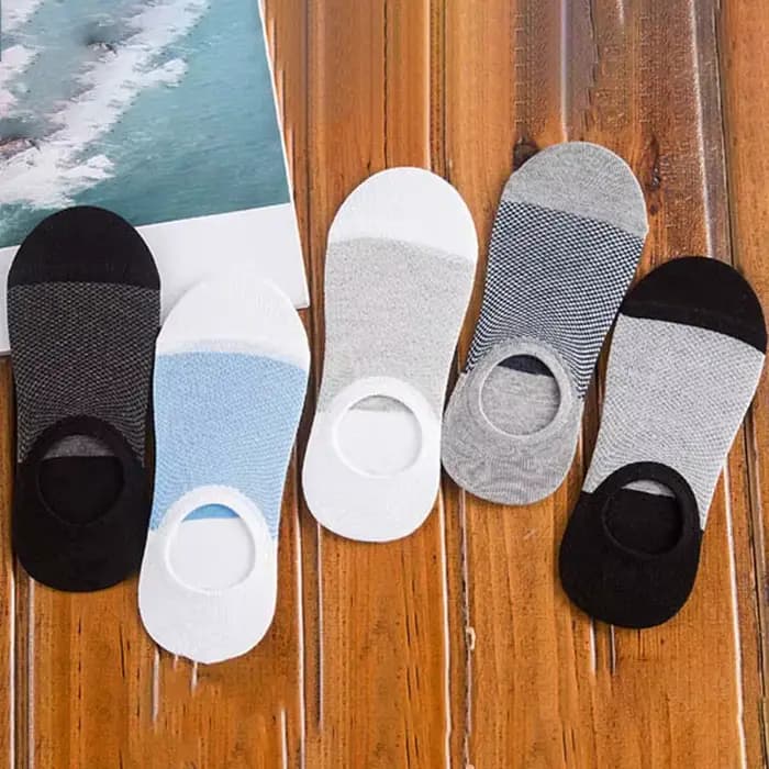 5 paires nouvelle mode fibre de bambou anti-dérapant Silicone Invisible bateau Compression chaussett