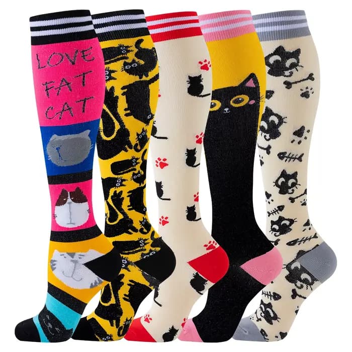 5 paires de chaussettes de Compression pour chat, chaussettes de Compression pour infirmière, bas de