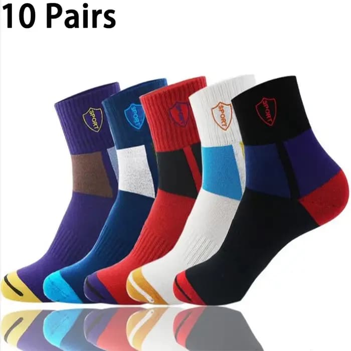 10 paires de chaussettes anti-odeur pour hommes, chaussettes de sport mi-mollet, printemps, été, qua