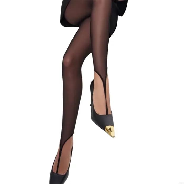 Collants sans pieds en Nylon haute durabilité avec boucle d'orteil, collants en maille transparente,