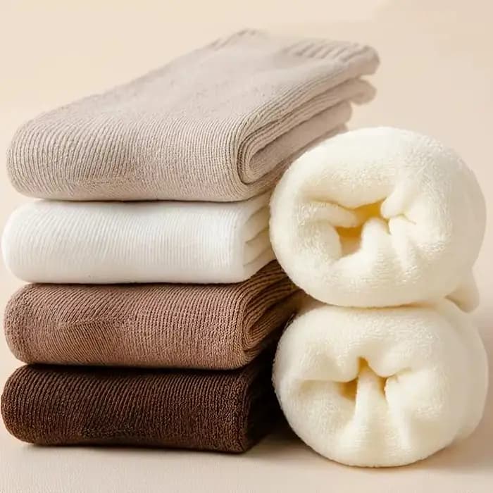 5 paires de chaussettes thermiques mi-tube épaisses, chaudes et confortables pour femmes – douces, p