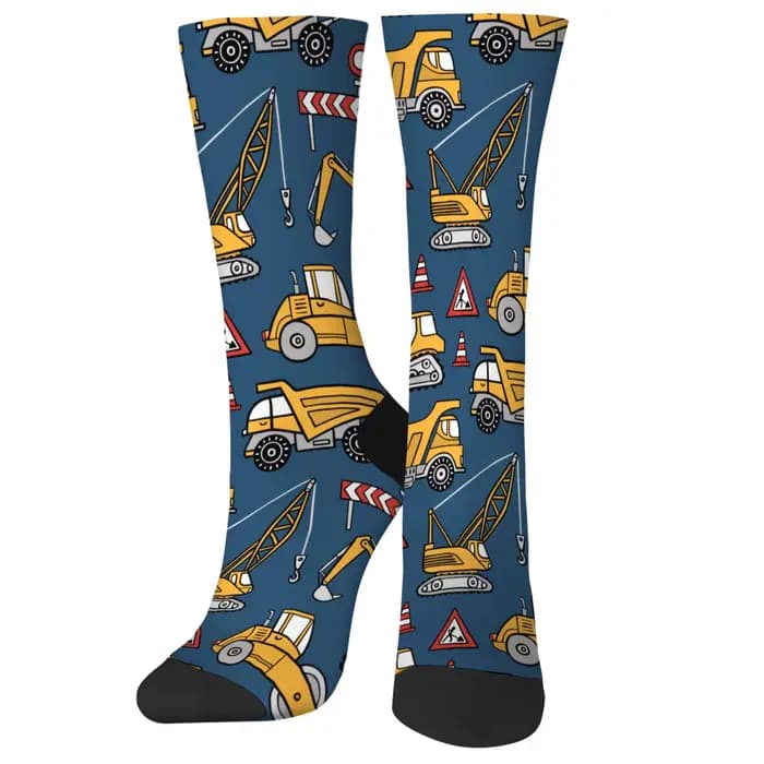 Chaussettes de dessin animé sur le thème de la Construction de routes, nouveauté, chaussettes amusan