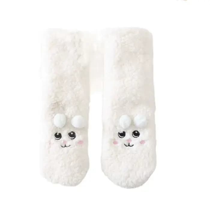 Chaussettes thermiques épaisses brodées douces, chaussettes de sol en peluche de dessin animé, antid