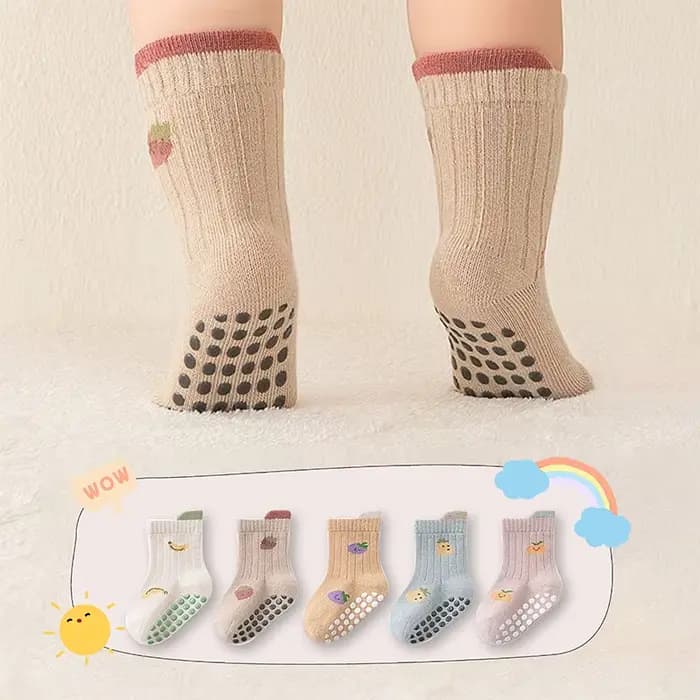 5 paires de chaussettes de marche antidérapantes pour bébé, chaussettes de sol à semelle souple pour