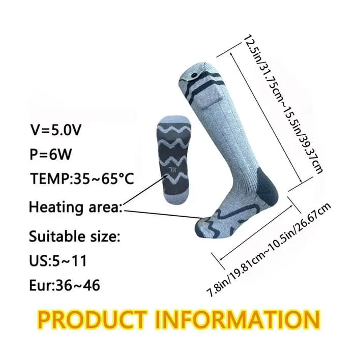 Chaussettes chauffantes USB avec 4 niveaux de chauffage, chauffe-pieds électrique pour hommes et fem
