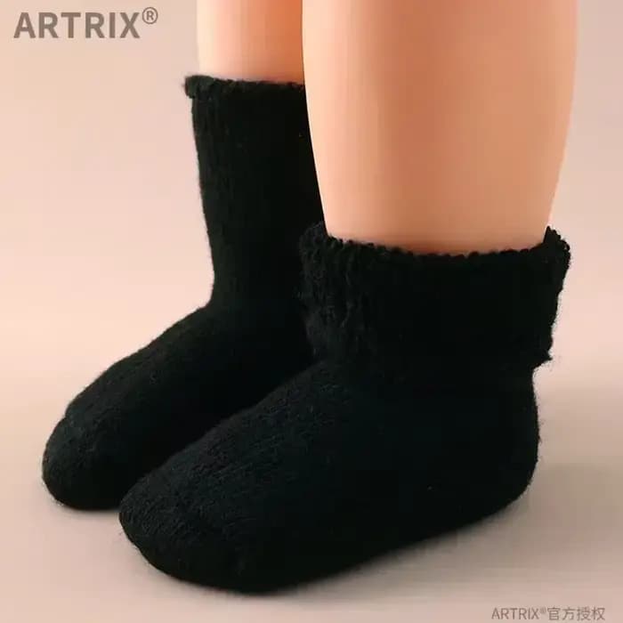 Chaussette en laine et cachemire pour bébé garçon et fille, couleur unie, chaude et épaisse, polaire