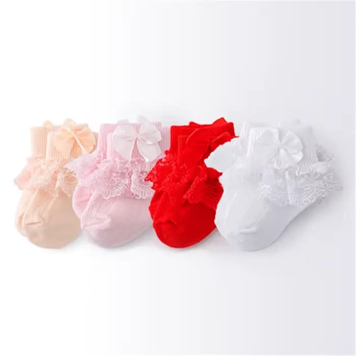 Lawadka 4 paires/lot nouveau-né bébé chaussettes pour filles coton dentelle infantile filles chausse