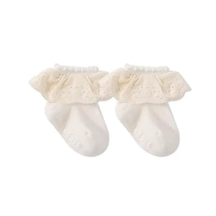 Chaussettes en dentelle de coton pour nouveau-né fille, chaussettes de sol antidérapantes pour la ma
