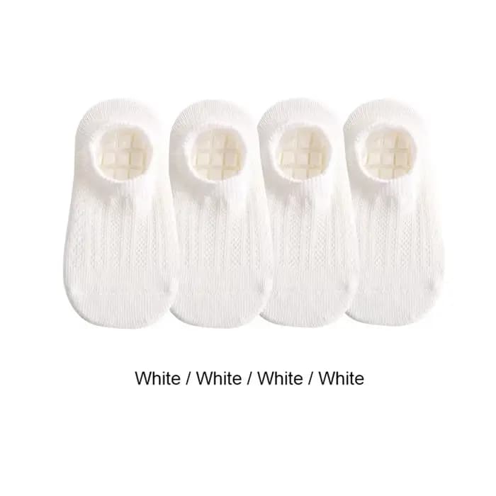 4 paires de chaussettes de sol antidérapantes en coton pour bébés garçons et filles, été pour enfant