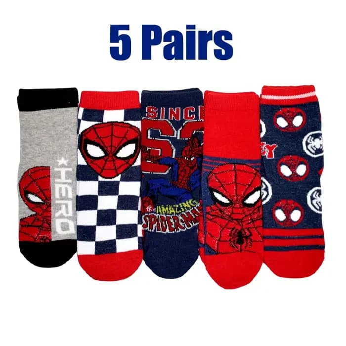 5 paires de chaussettes Spiderman pour enfants, chaussettes douces Kawaii Marvel pour garçons, chaus