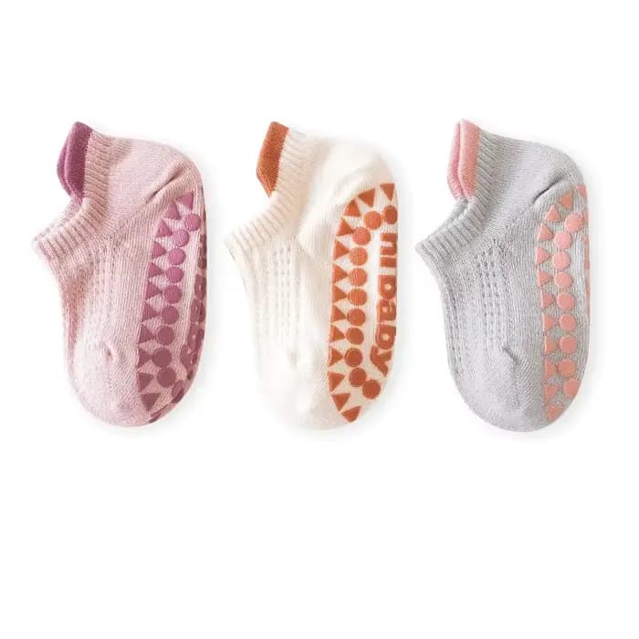 3 paires de chaussettes antidérapantes pour enfants, en maille de coton, respirantes, chaussettes d'