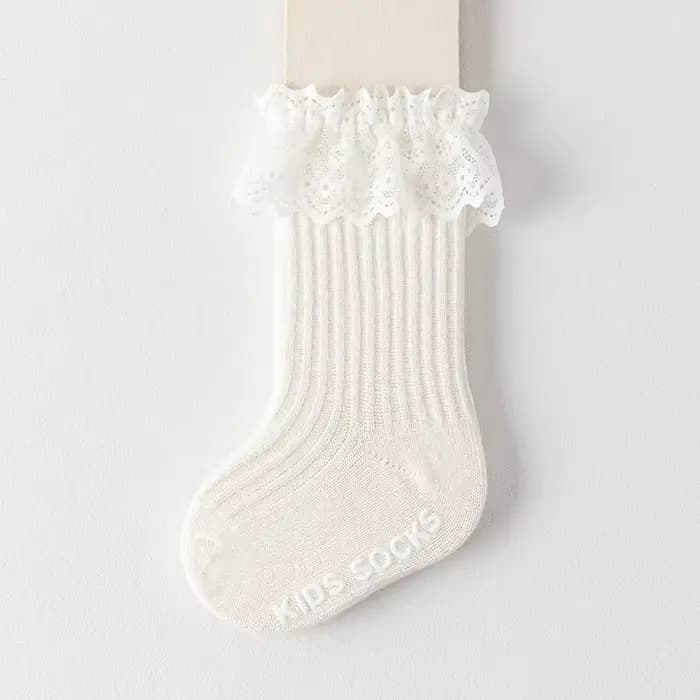 Chaussettes en coton peigné pour bébé fille de 0 à 12 mois, chaussettes en dentelle pour petite fill