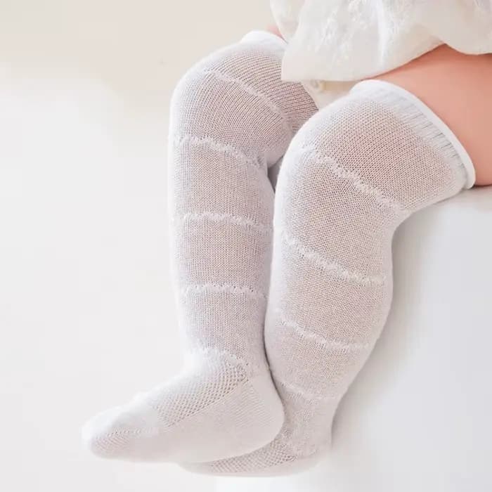 Chaussettes d'été longues ajourées pour bébé, maille respirante en coton, chaussettes hautes aux gen