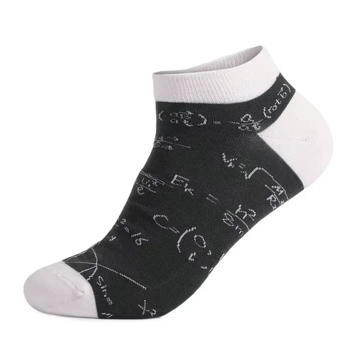 Grande taille décontracté à la mode coupe basse chaussettes drôle mode mathématiques hommes coton no