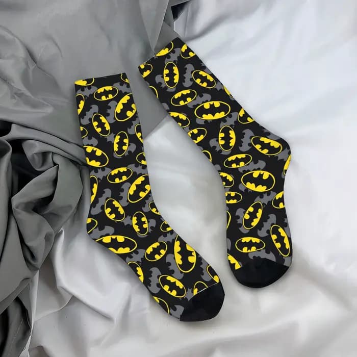Chaussettes avec logo Batman pour hommes et femmes, chaussettes décontractées en Polyester, super-hé