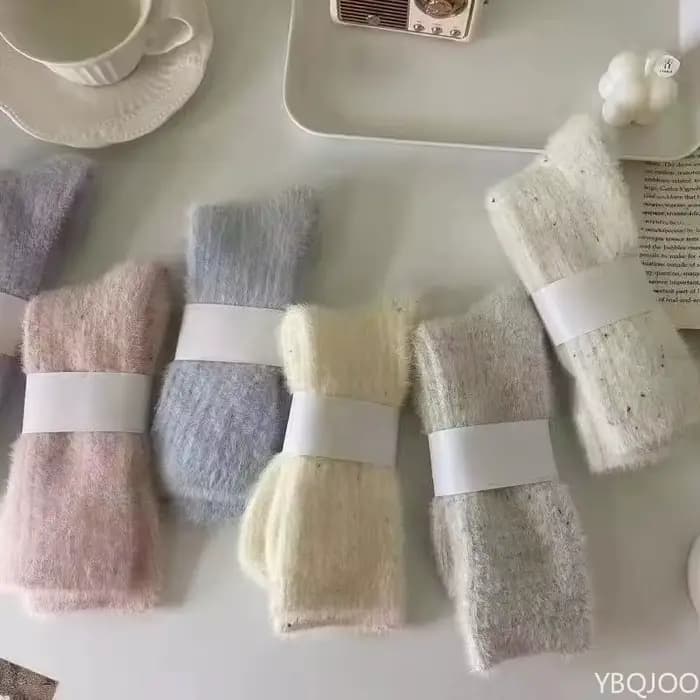 7 paires de chaussettes en polaire de vison pour femmes en hiver, chaudes et épaisses avec semelle i
