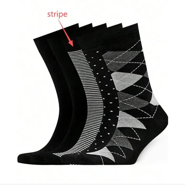 Chaussettes à carreaux rétro français pour hommes, 5 paires, en coton noir uni, grande taille, trico