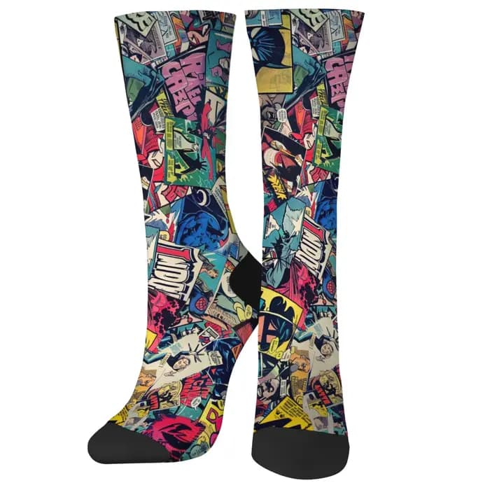 Harajuku Hip Hop rétro bande dessinée impression chaussettes nouveauté heureux drôle équipage chauss