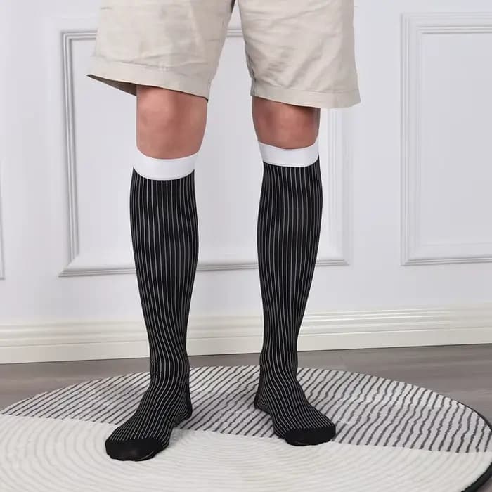 Injoptics-Chaussettes mi-longues au genou pour hommes, lignes d'affaires formelles européennes et am