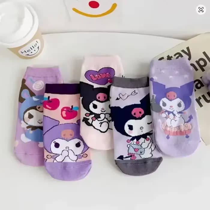5 paires Kawaii Sanrio Hello Kitty chaussettes anime chaussettes Harajuku bateau chaussettes cinq pa