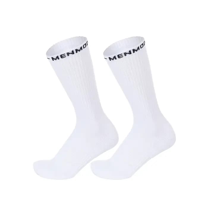 Chaussettes mi-mollet en tissu éponge blanc pour homme, avec imprimé lettres, bordure élastique, sem