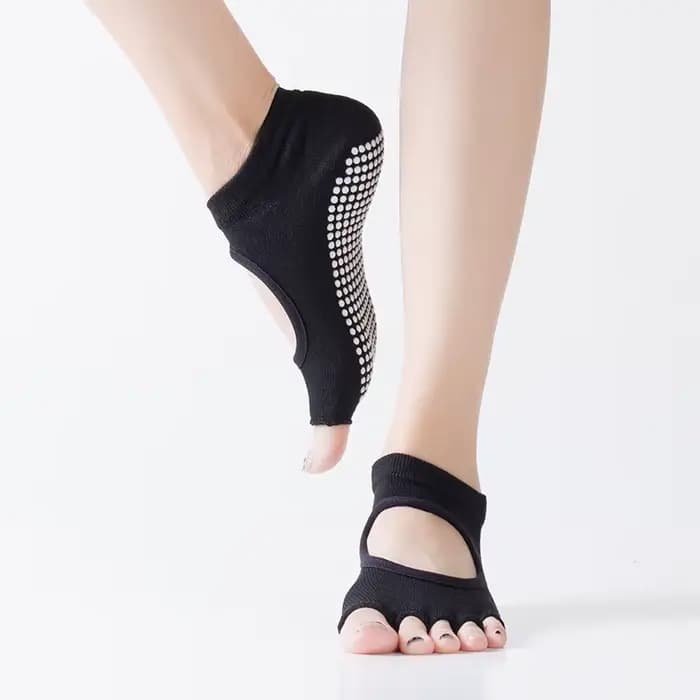 Chaussettes de Pilates dos nu à cinq orteils pour femmes, antidérapantes, pour Fitness, entraînement