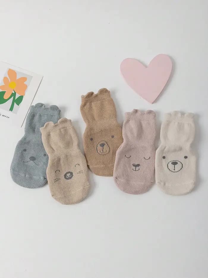 5 paires de chaussettes de sol pour bébé, toutes saisons, antidérapantes, pour enfants en bas âge, f