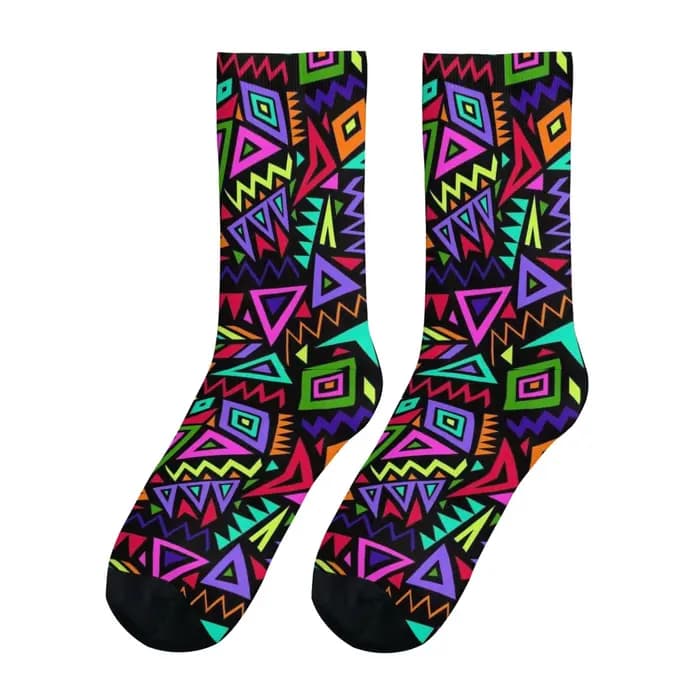 Chaussettes pour hommes à motifs géométriques colorés, chaussettes originales et amusantes, style hi