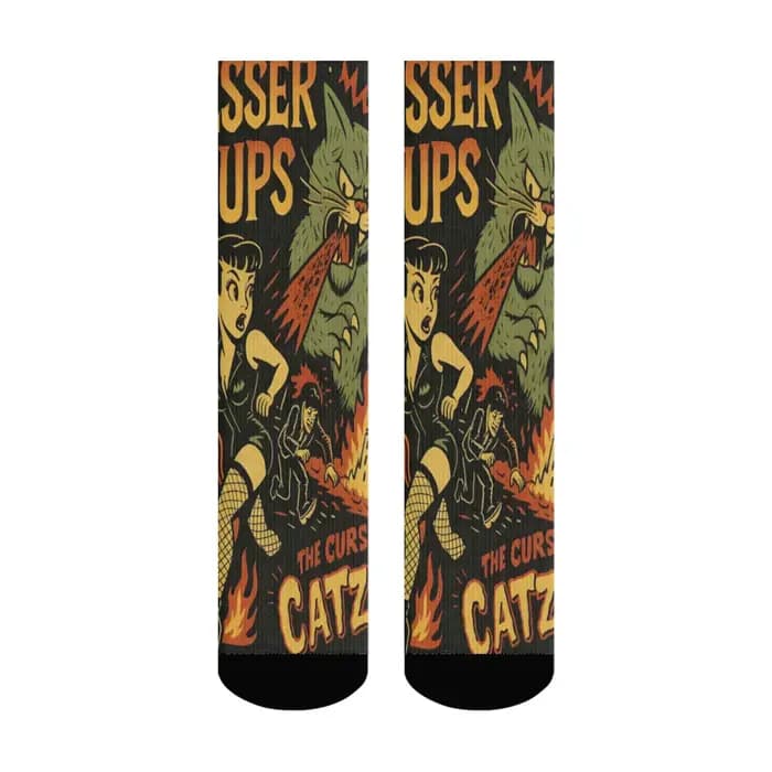 Harajuku rétro dessin animé Rock imprimé chaussettes pour hommes confortable respirant chaussettes a