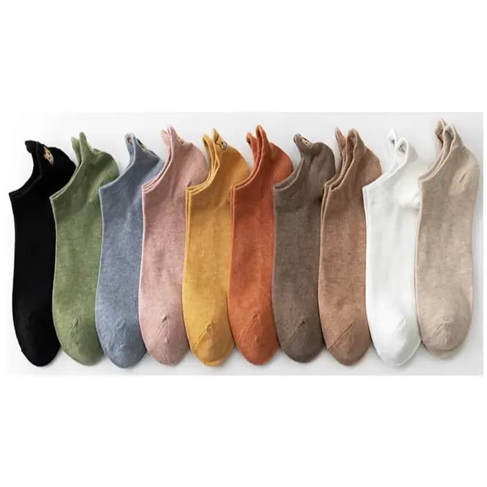 10 paires Pack Kawaii chaussettes femmes bonne cheville drôle dessin animé broderie chat Harajuku ac