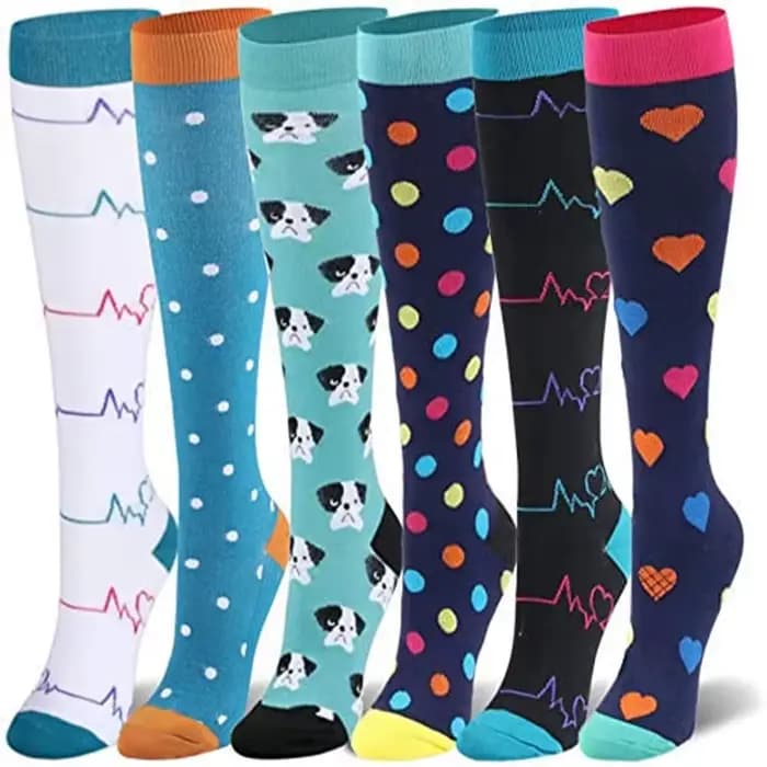 Genou haute Compression chaussettes pour hommes femmes course infirmière Compression chaussettes inf