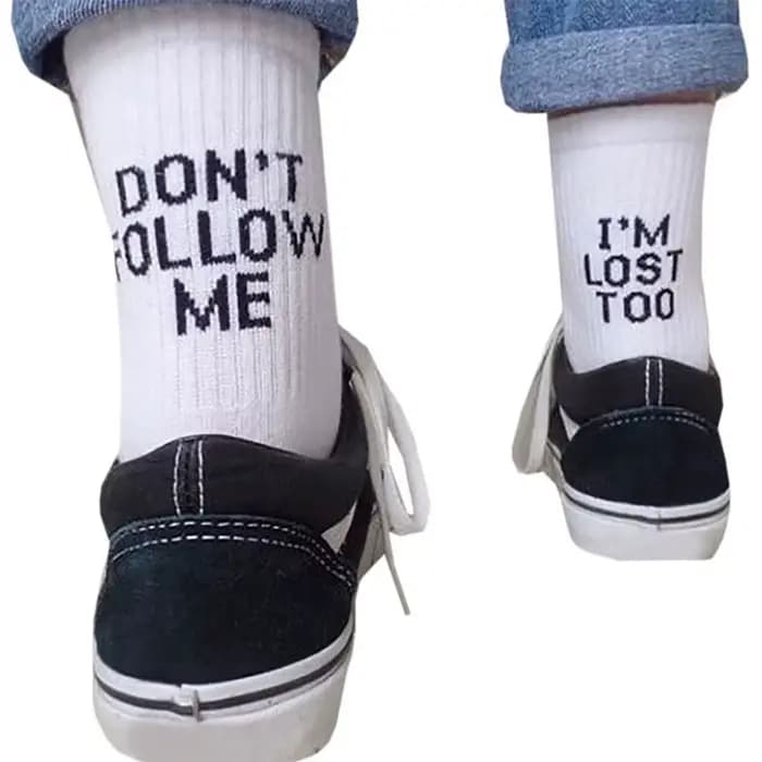 Livraison directe hommes chaussettes drôles Harajuku Humor mot imprimé chaussettes créatives Hip Hop