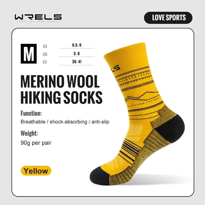 WRELS chaussettes en laine mérinos chaussettes de course de randonnée doux léger Absorption des choc