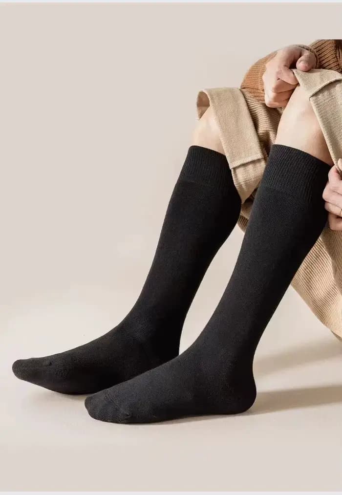 Chaussettes thermiques à hauteur du genou pour hommes, cerceaux de serviette, chaussettes de mollet