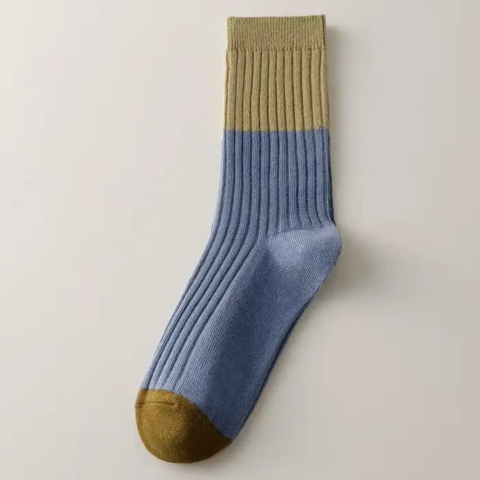 Chaussettes en coton à rayures multicolores pour femmes, chaussettes longues vintage, chaussettes d'