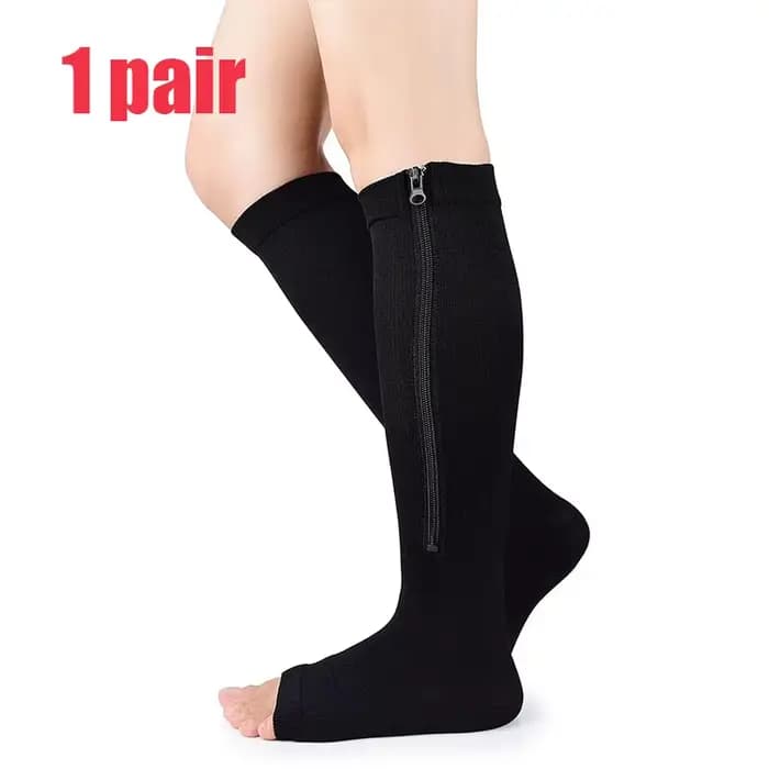 Chaussettes de compression pour femmes et hommes, bas résistants à fermeture éclair pour améliorer l