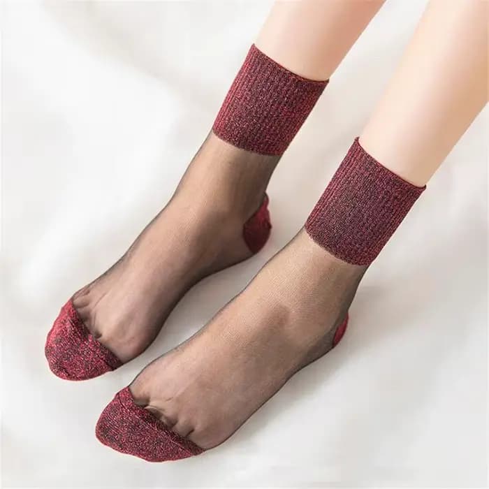 Mode d'été femmes ultra-mince chaussettes transparentes paillettes cristal verre soie chaussettes be