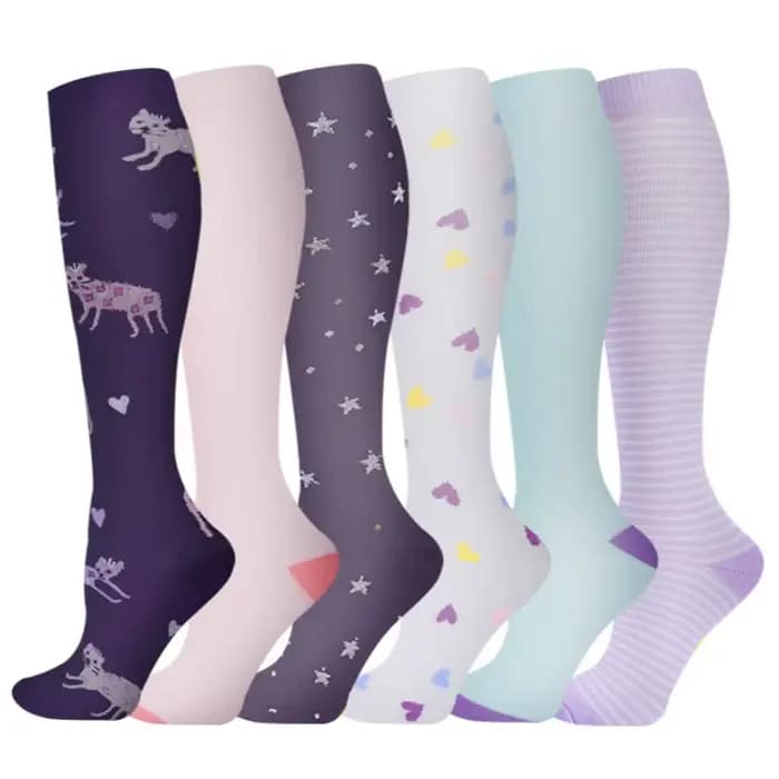 56 Styles de 6 paires de chaussettes de Compression, bas d'équitation pour Sports de plein air, infi