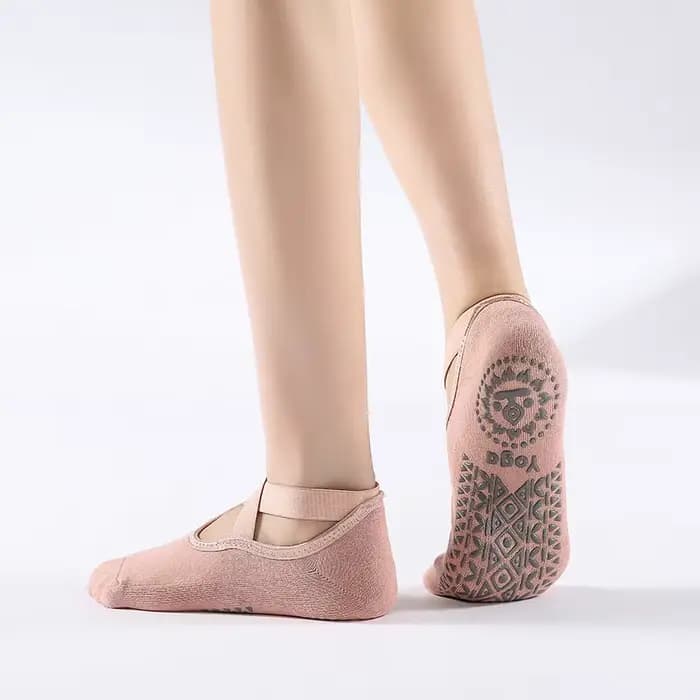 Chaussettes de Yoga antidérapantes avec pansement en coton, dos nu, Pilates, pour femmes, Fitness, B