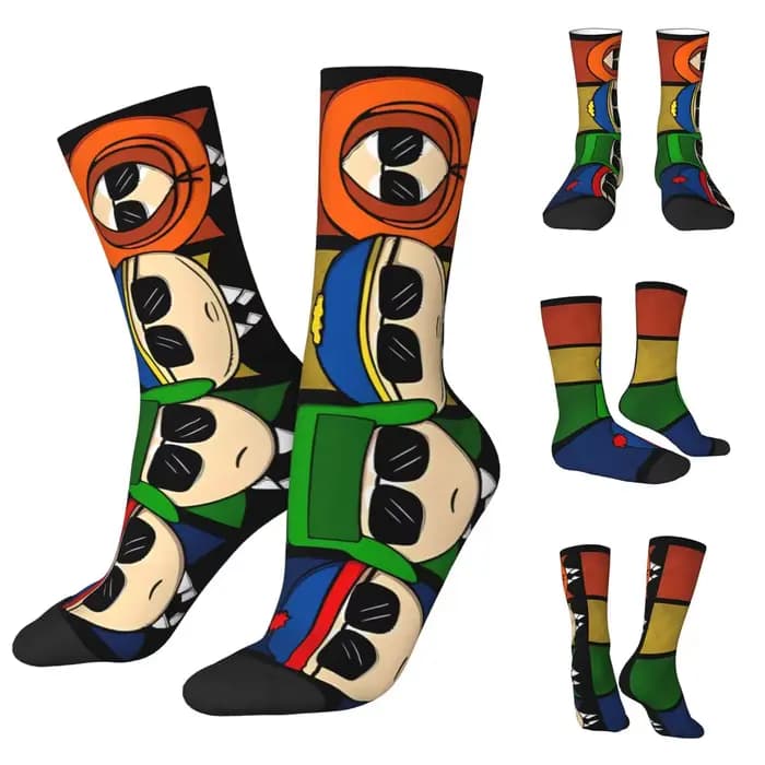 Chaussettes Happy unisexes en polyester imprimé 3D, thème S-southpark, Breaking Park, course à pied
