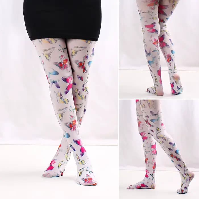 Nouveau Graffiti imprimé collants pour femmes coeurs grille florale rétro collants femme Sexy Stretc
