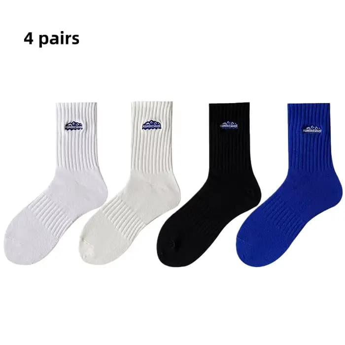 Chaussettes mi-mollet côtelées rétro pour hommes, printemps-été, tendance, respirantes, confortables