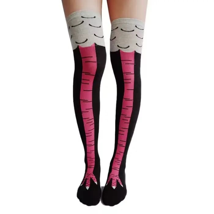 Hommes drôle 3D poulet chaussettes imprimer dessin animé Cosplay haute flexibilité cuisse haute chau