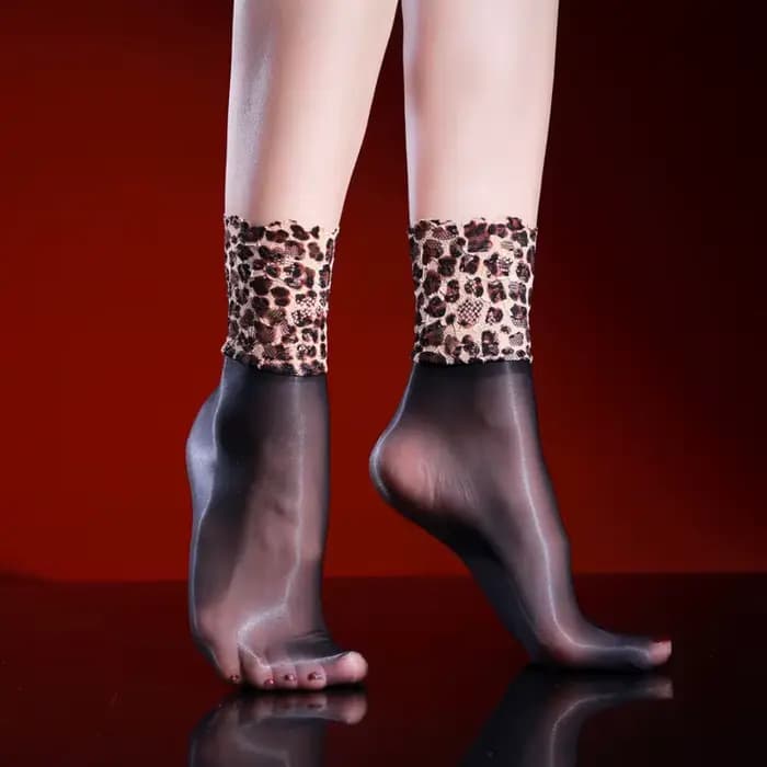 Chaussettes courtes en maille ajourée à motif léopard contrasté pour hommes et femmes, chaussettes c
