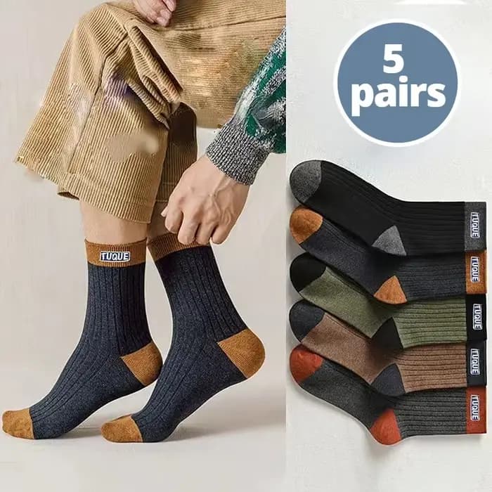 Chaussettes unisexes respirantes et confortables à blocs de couleurs, 5 paires de chaussettes décont