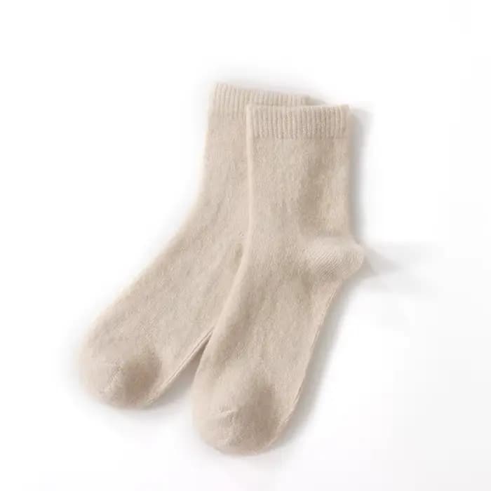 Chaussettes 100% cachemire pour femme, mi-tube, document solide, cadeau chaud, haut de gamme, automn