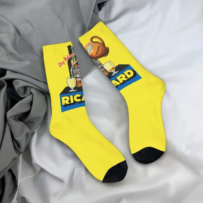 Chaussettes personnalisées Ricard pour hommes, chaussettes unisexes à la mode imprimées en 3D