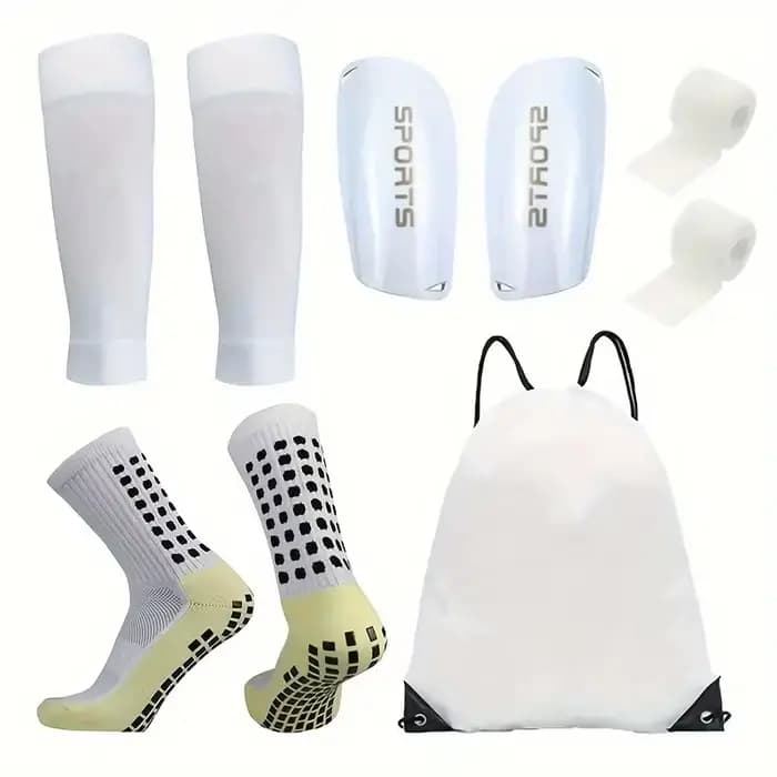 Ensemble de 5 pièces de chaussettes de football pour sports de plein air + protège-tibia + chaussett